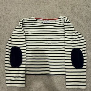 A.P.C. Kids Navy and Cream Striped Long Sleeve Tee